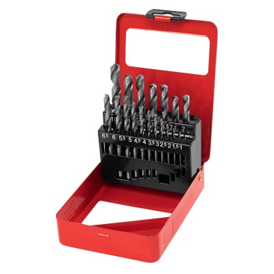 Набор сверл по металлу, 1-10 мм (через 0.5 мм) HSS 19 шт, металлическая коробка, цилиндрический хвостовик Matrix