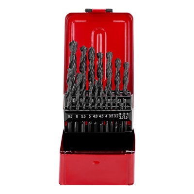 Набор сверл по металлу, 1-10 мм, (через 0.5 мм +3.2 и 4.8 мм) HSS 21 шт, металлический бокс, цилиндрический хвостовик Sparta