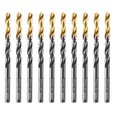 Сверло по металлу, 5,5 мм, HSS-Tin, Golden Tip, 10 шт. Denzel Сверло по металлу, 5,5 мм, HSS-Tin, Golden Tip, 10 шт. Denzel