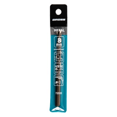 Сверло спиральное по металлу, 8 мм, HSS-Co Gross