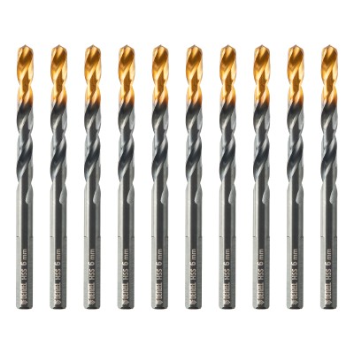 Сверло по металлу, 6 мм, HSS-Tin, Golden Tip, 10 шт. Denzel Сверло по металлу, 6 мм, HSS-Tin, Golden Tip, 10 шт. Denzel