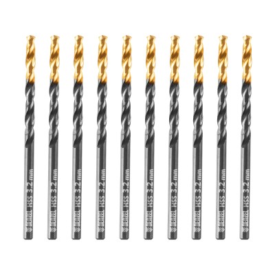 Сверло по металлу, 3,2 мм, HSS-Tin, Golden Tip, 10 шт. Denzel