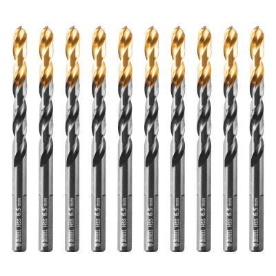 Сверло по металлу, 6,5 мм, HSS-Tin, Golden Tip, 10 шт. Denzel Сверло по металлу, 6,5 мм, HSS-Tin, Golden Tip, 10 шт. Denzel
