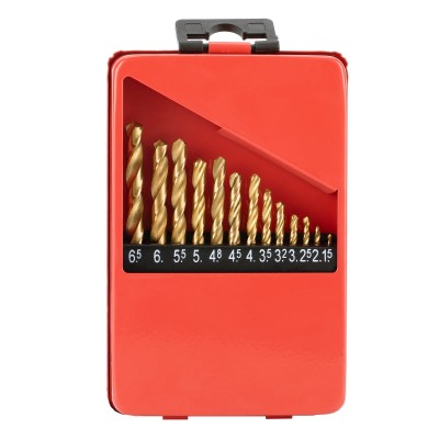 Набор нитридтитан. сверл по металлу, 1.5-6.5 мм (через 0.5 мм+3.2мм 4.8 мм) НSS 13 шт Matrix Набор нитридтитан. сверл по металлу, 1.5-6.5 мм (через 0.5 мм+3.2мм 4.8 мм) НSS 13 шт Matrix