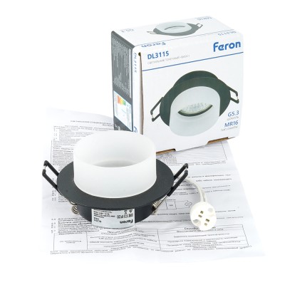 Светильник встраиваемый Feron DL3115 потолочный MR16 G5.3 черный 51934