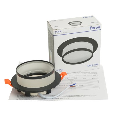 Светильник встраиваемый Feron DL500 потолочный GX53 черный круг 51086