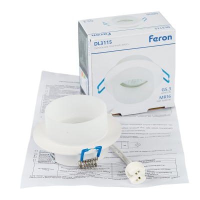 Светильник встраиваемый Feron DL3115 потолочный MR16 G5.3 белый 51935