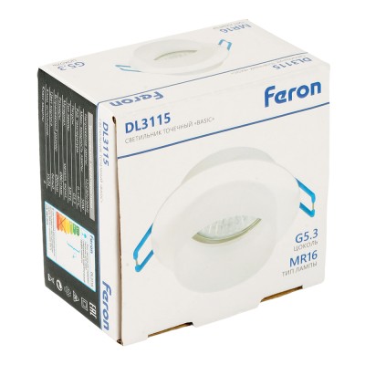 Светильник встраиваемый Feron DL3115 потолочный MR16 G5.3 белый 51935