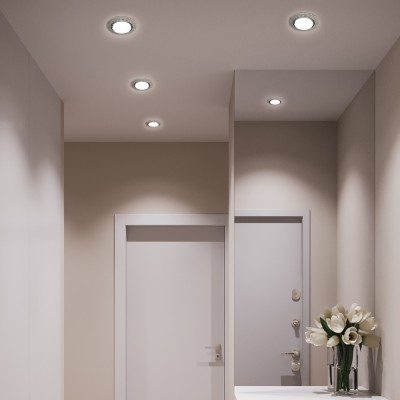 Светильник встраиваемый с белой LED подсветкой Feron CD4037 RGB потолочный GX53 без лампы, прозрачный, хром 41905 Светильник встраиваемый с белой LED подсветкой Feron CD4037 RGB потолочный GX53 без лампы, прозрачный, хром 41905