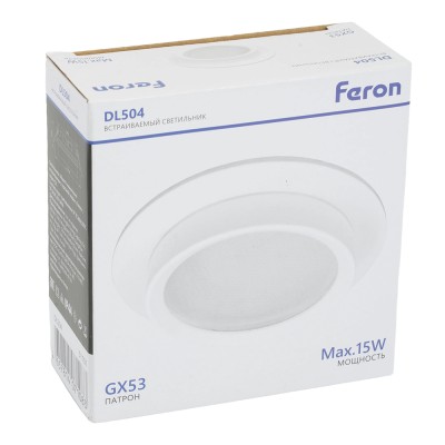 Светильник встраиваемый Feron DL504 потолочный GX53 белый круг IP44 51101