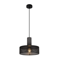 Подвесной светильник цилиндрический под лампу E27, д.250*200мм, с металлической сеткой , иск.камень, цвет серый, IP20