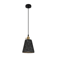 Подвесной светильник конусный под лампу E27, д.160*230мм, иск.камень, цвет черный гранит, IP20