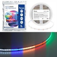 Лента светодиодная 784SMD(2110)/ 19Вт/м 24V 5000*12*2.3мм RGB+6000К, IP20, LS537 FERON