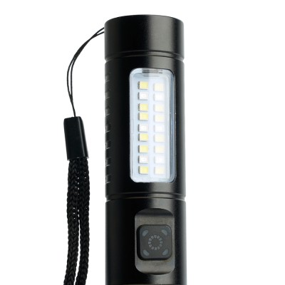 Фонарь с аккумулятором FERON TH2411 переносной , 2LED IP44, аккумулятор 3,7/2000mAh/Li-Ion (литий-ионный), количество режимов 6, время зарядки 2 часа, время работы 3 часа, цвет черный, 129*34*26мм