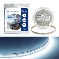 Светодиодная LED лента Feron LS502, 180SMD(2835)/м 16Вт/м 24V 5000*10*1.22мм 6000К IP20 Светодиодная LED лента Feron LS502, 180SMD(2835)/м 16Вт/м 24V 5000*10*1.22мм 6000К IP20