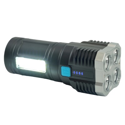 Фонарь с аккумулятором FERON TH2409 переносной , 4LED IP44, аккумулятор 3,7/1200mAh/Li-Ion (литий-ионный), количество режимов 4, время зарядки 4, время работы 5 часов , цвет черный, 50*50*140мм