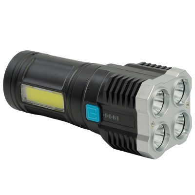 Фонарь с аккумулятором FERON TH2409 переносной , 4LED IP44, аккумулятор 3,7/1200mAh/Li-Ion (литий-ионный), количество режимов 4, время зарядки 4, время работы 5 часов , цвет черный, 50*50*140мм