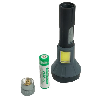 Фонарь с аккумулятором FERON TH2410 переносной , 2LED IP44, аккумулятор 3,7-4,2/1200mAh/Li-Ion (литий-ионный), количество режимов 4, время зарядки 3 часа, время работы 5 часов , цвет серый,черный, 165*65*68мм