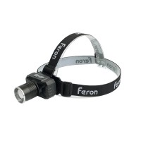 Фонарь с аккумулятором FERON TH2314 фонарь головной , 1LED IP44, аккумулятор 3,7/2500mAh/Li-Ion (литий-ионный), количество режимов 3, время зарядки 2 часа, время работы 5 часов , цвет черный, 75*75*40мм