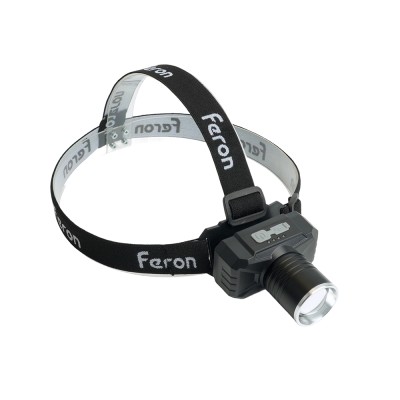 Фонарь с аккумулятором FERON TH2314 фонарь головной , 1LED IP44, аккумулятор 3,7/2500mAh/Li-Ion (литий-ионный), количество режимов 3, время зарядки 2 часа, время работы 5 часов , цвет черный, 75*75*40мм