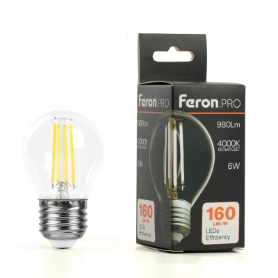 Лампа светодиодная Feron.PRO LB-1706 Шарик E27 980LM 6W 175-265V 4000K 51251