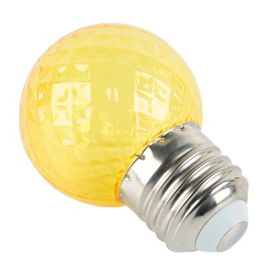 Лампа светодиодная FERON LB-385, G45 (шар), 1W 230V E27 (желтый), рассеиватель прозрачный желтый, угол рассеивания 270°, корпус пластик, 68*45мм