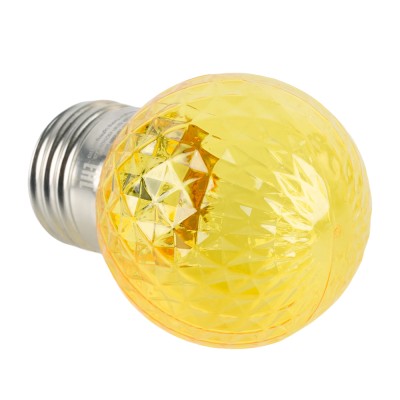 Лампа светодиодная FERON LB-385, G45 (шар), 1W 230V E27 (желтый), рассеиватель прозрачный желтый, угол рассеивания 270°, корпус пластик, 68*45мм