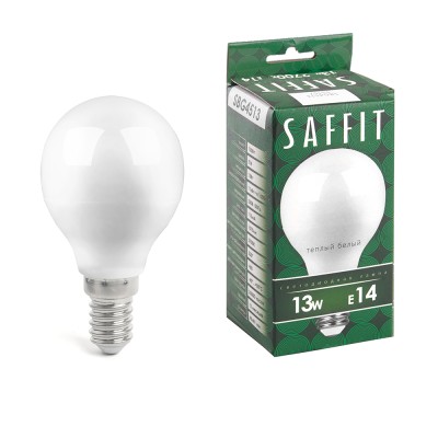 Лампа светодиодная SAFFIT SBG4513 Шарик E14 13W 230V 2700K 55157