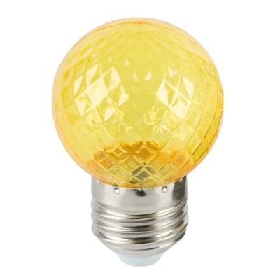 Лампа светодиодная FERON LB-385, G45 (шар), 1W 230V E27 (желтый), рассеиватель прозрачный желтый, угол рассеивания 270°, корпус пластик, 68*45мм