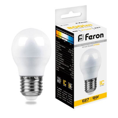 Лампа светодиодная Feron LB-550 Шарик E27 9W 175-265V 2700K 25804