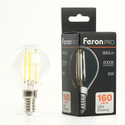 Лампа светодиодная Feron.PRO LB-1706 Шарик E14 980LM 6W 175-265V 4000K 51257