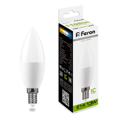 Лампа светодиодная Feron LB-970 Свеча E14 13W 175-265V 4000K 38108