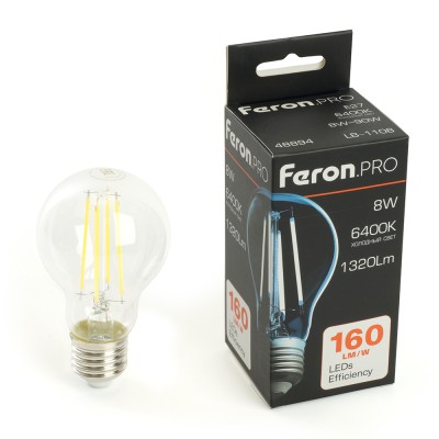 Лампа светодиодная Feron.PRO LB-1108 Шар E27 1320LM 8W 175-265V 6400K 48894