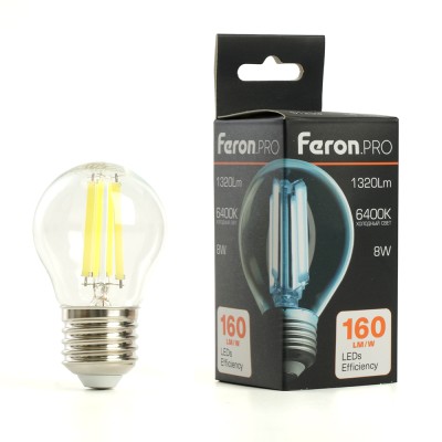 Лампа светодиодная Feron.PRO LB-1708 Шарик E27 1320LM 8W 175-265V 6400K 51255