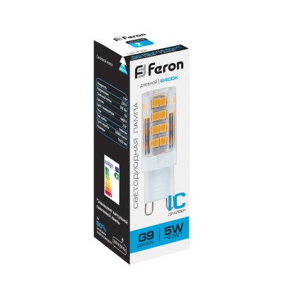 Лампа светодиодная Feron LB-432 G9 5W 175-265V 6400K 25771