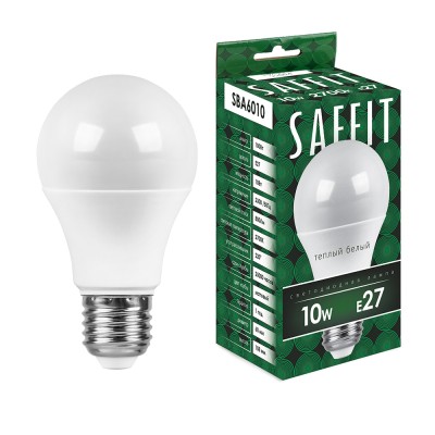 Лампа светодиодная SAFFIT SBA6010 Шар E27 10W 230V 2700K 55004