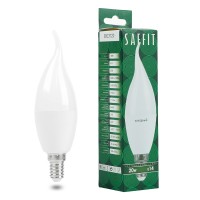 Лампа светодиодная SAFFIT SBC3720, C37T (свеча на ветру), 20W 230V E14 6400К (холодный), рассеиватель матовый белый, 1710Lm, угол рассеивания 220°, корпус пластик, 138*39мм