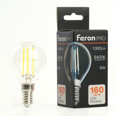 Лампа светодиодная Feron.PRO LB-1706 Шарик E14 1000LM 6W 175-265V 6400K 51258