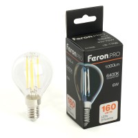Лампа светодиодная Feron.PRO LB-1706 Шарик E14 1000LM 6W 175-265V 6400K 51258 Лампа светодиодная Feron.PRO LB-1706 Шарик E14 1000LM 6W 175-265V 6400K 51258