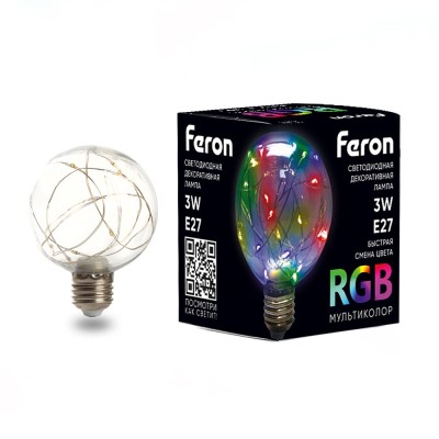 Лампа светодиодная Feron LB-381 E27 3W 230V RGB 41676