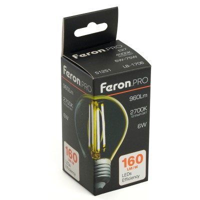 Лампа светодиодная Feron.PRO LB-1706 Шарик E27 960LM 6W 175-265V 2700K 51250