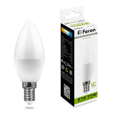 Лампа светодиодная Feron LB-770 Свеча E14 11W 175-265V 4000K 25942