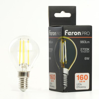 Лампа светодиодная Feron.PRO LB-1706 Шарик E14 960LM 6W 175-265V 2700K 51256