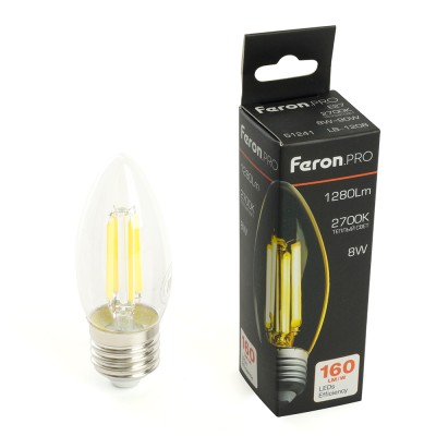 Лампа светодиодная Feron.PRO LB-1208 Свеча E27 1280LM 8W 175-265V 2700K 51241