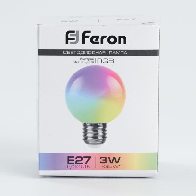 Лампа светодиодная Feron LB-371 Шар матовый E27 3W 230V RGB быстрая смена цвета 38127