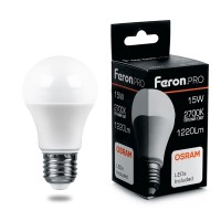 Лампа светодиодная Feron.PRO LB-1015 Шар E27 15W 175-265V 2700K 38035 Лампа светодиодная Feron.PRO LB-1015 Шар E27 15W 175-265V 2700K 38035