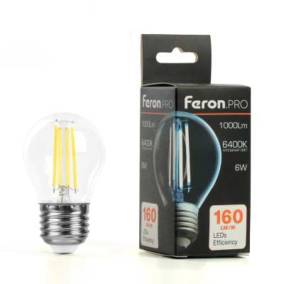 Лампа светодиодная Feron.PRO LB-1706 Шарик E27 1000LM 6W 175-265V 6400K 51252