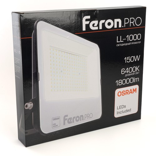 Светодиодный прожектор Feron.PRO LL-1000 IP65 150W 6400K черный 41542