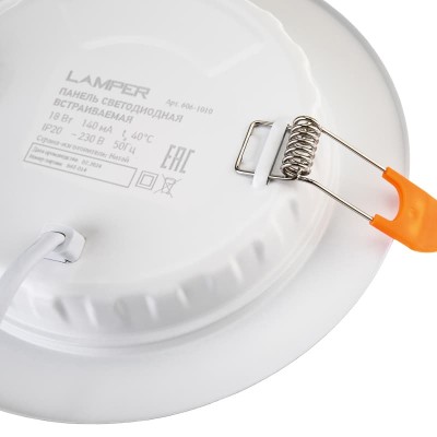 Панель светодиодная встраиваемая круглая 18Вт 230В 4000К 1440Лм 185мм белая IP20 LAMPER Панель светодиодная встраиваемая круглая 18Вт 230В 4000К 1440Лм 185мм белая IP20 LAMPER