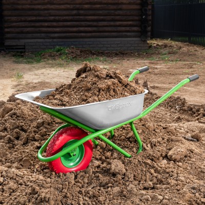 Тачка садово-строительная с PU колесом, грузоподъемность 180 кг, объем 90 л Сибртех